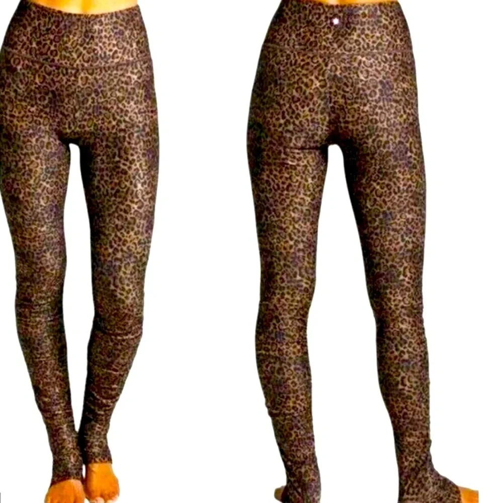 KiraGrace Leopard Print High Waist Yoga S Leggings Pilates Princess Athleisure - Picture 3 of 7
